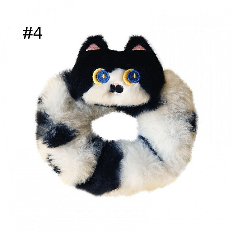 5 Colors Options Cute Kitty Design Scrunchies
