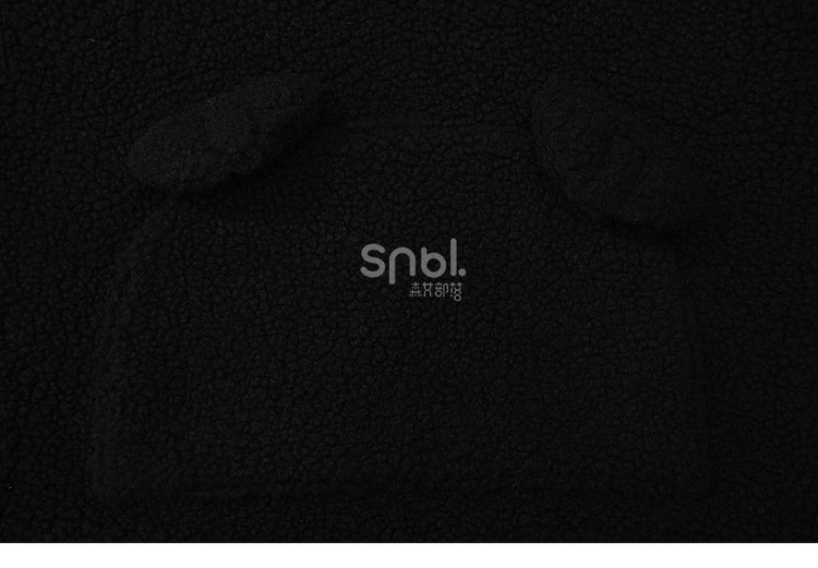 Black Cat Head Hood Fleece Hoodie