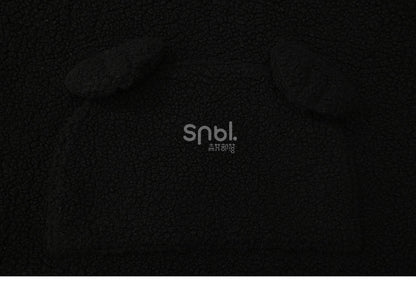 Black Cat Head Hood Fleece Hoodie