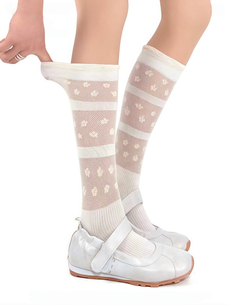 Mesh Floral 3 Breathable Pattern Calf Socks Colors
