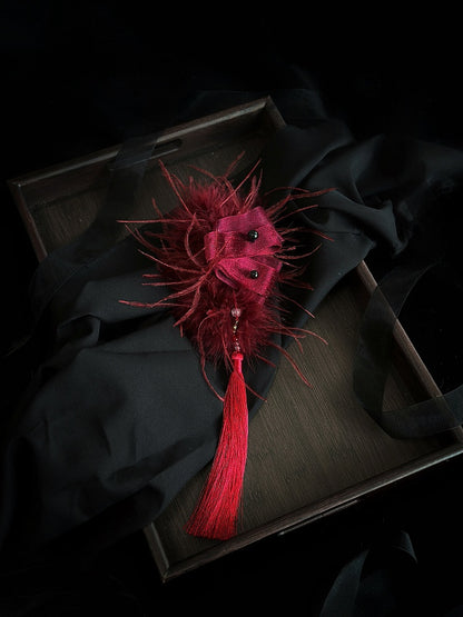 Red / Dark Blue / Green Fluffy Claw Clip