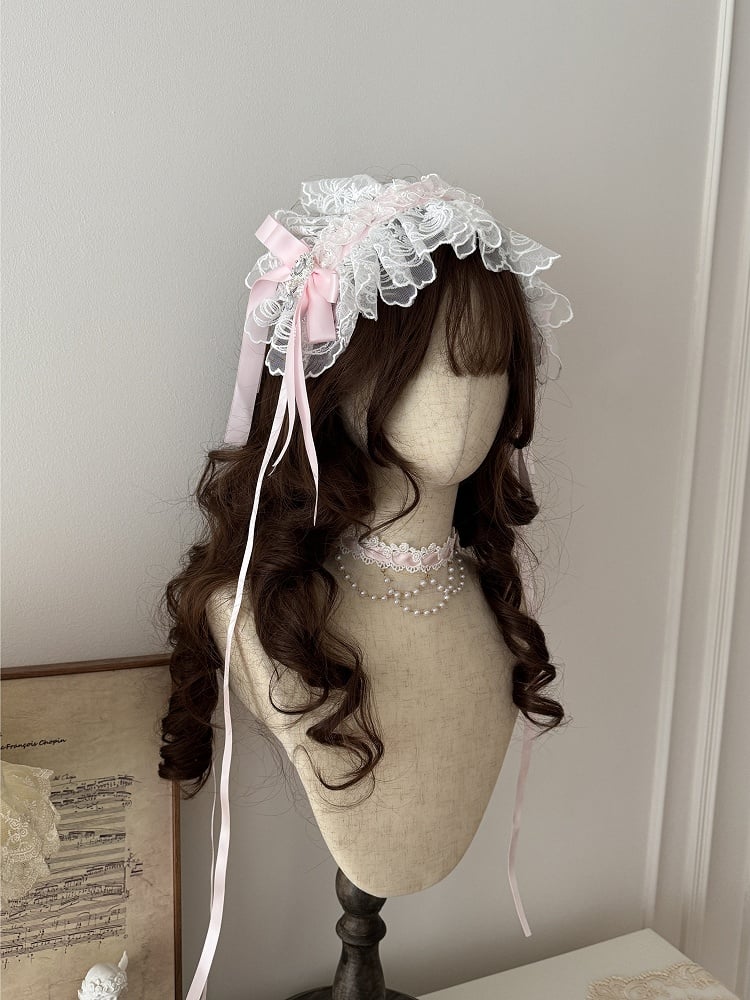 Lace Lolita Hairband Colors Bow Rhinestone 5