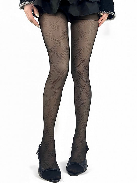 パターンY2Kタイツブラックダイヤモンド