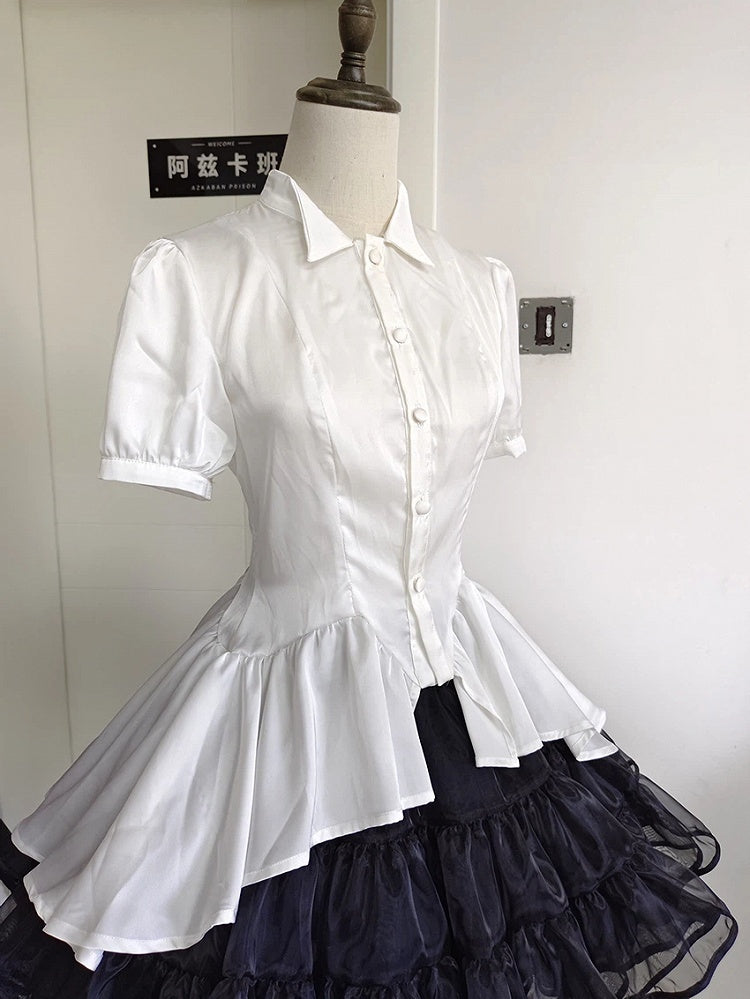 Puff Lolita Short White Sleeves Gothic Ouji Shirt Split-Tail