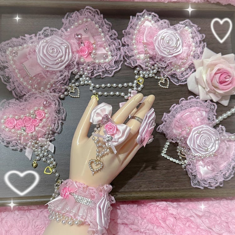 with Pink Hime Heart Fashion Sweet Gyaru Style
