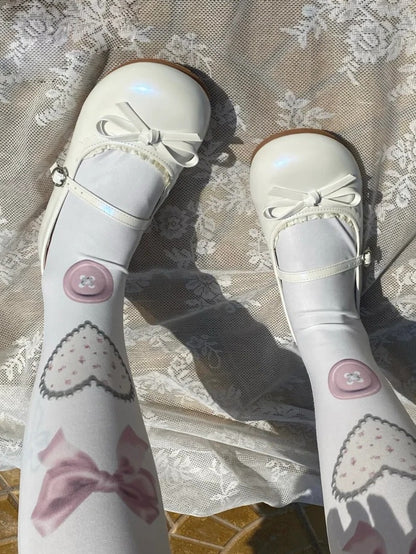 Toe Flat White Shoes Mary in Round Jane Sweet - Lolita