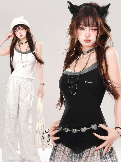 Black/White Slim-fit Cami Top