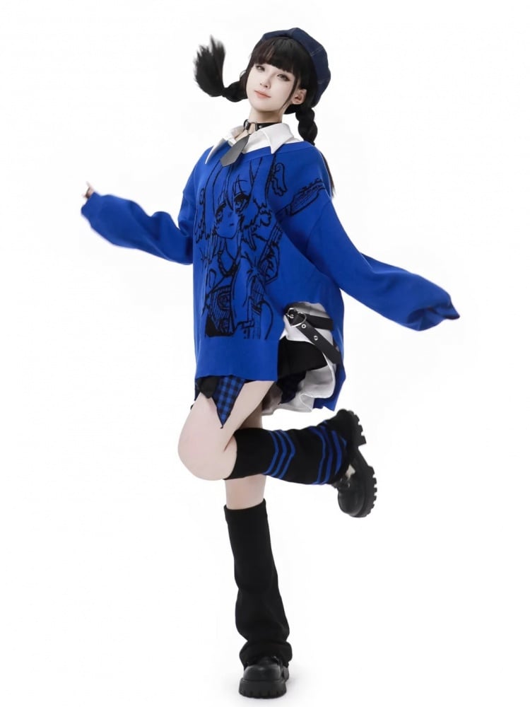 Punkrock-Rock mit schwarz-blauem Karomuster und Taschentuchsaum