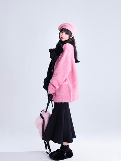 Midi Skirt High-Waisted Elegant Mermaid Thick Black A-Line