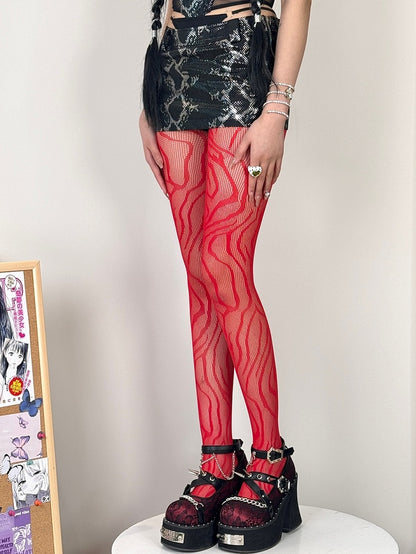 Tights Red/Blue/Red/Purple Gyaru Black/Rose Zebra-stripe Fashion