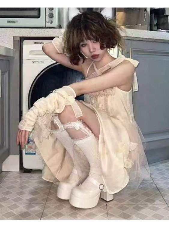 Weißer Block mit Mary Heel High Y2K PU Schnalle Schuhe Jane Bittersweet Leder Rund
