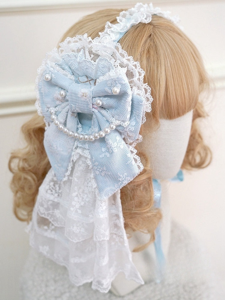 Floral Black / Blue Hairclip Pink