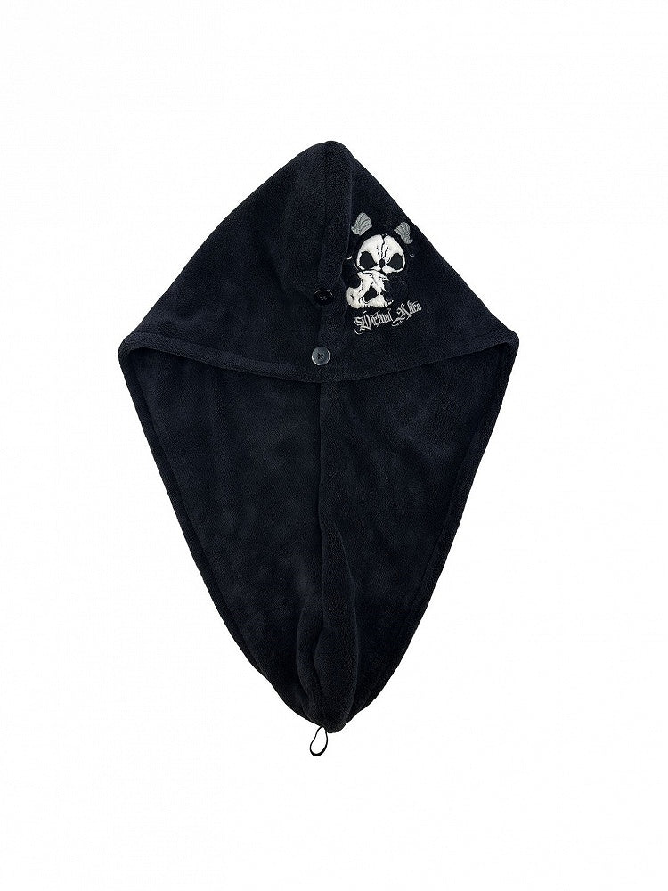 Schwarzes Trockentuch Haar Weiß Grim and Gothic Handtuch Reaper