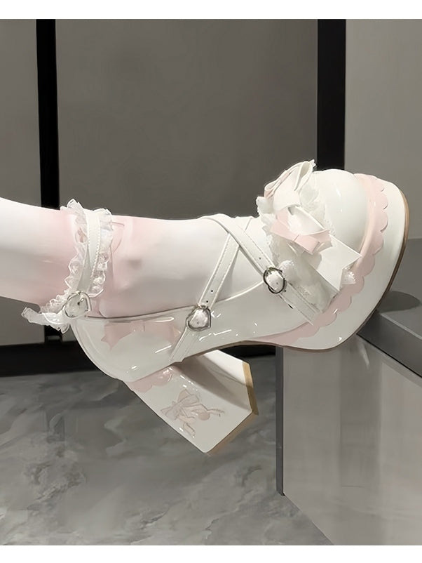 - Design Plateauschuhe Crisscross Round High-Heel White Toe