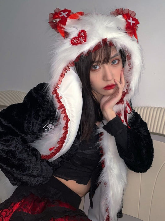 Cat 3-in-1 Gloves Plush Cute - Scarf Punk Hat Set Ear