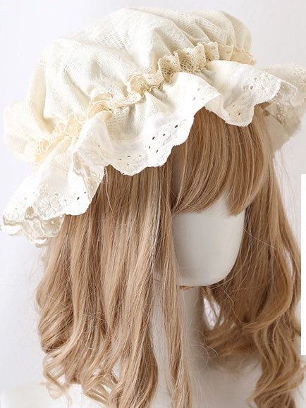 Cute Lace-Trimmed Beige Hat Lolita Baby