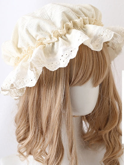 Cute Lace-Trimmed Beige Hat Lolita Baby