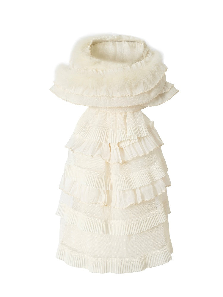 Polka-dot Plush Scarf Punk with Apricot Design Vintage Pattern