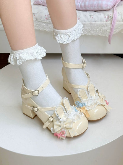 6.5 - Janes Bunny Mary Lolita cm Heel Cream Theme PU Sweet