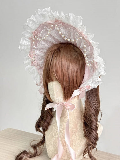 Pastel Accents) Pearl Lolita (Lace Pink Bonnet