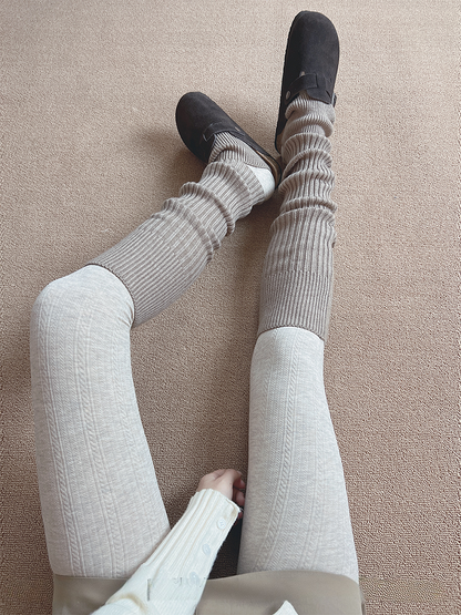 Off-white/Khaki/Light Grey/Dark Grey/Black Knitted Leg Warmers