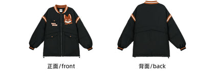 Zootopia Nick Applique Black Down Jacket Detachable Sleeves