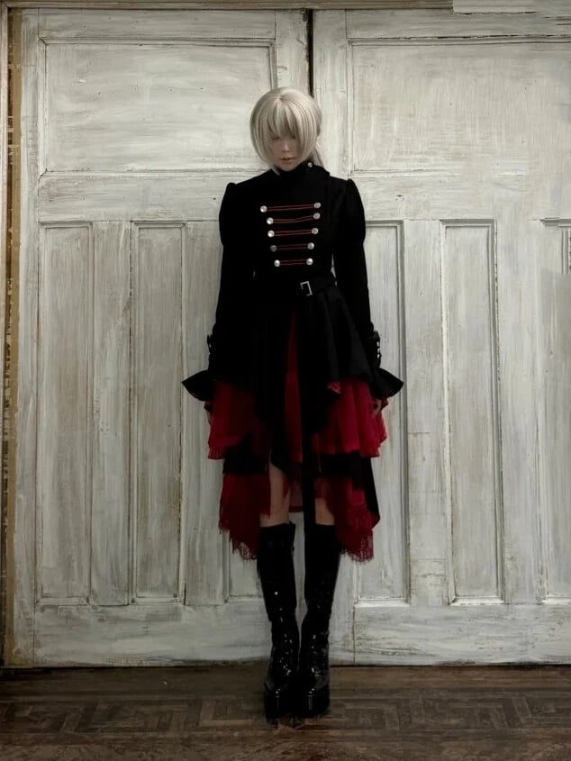 Black & Red Irregular Hem Layered Skirt - THE 400BLOWS
