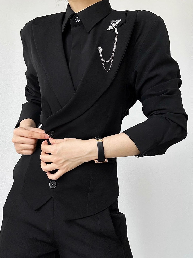 Flat Lolita Long-Sleeve Black with Shirt Ouji Unisex Pointed