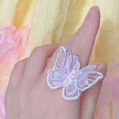 White Sweet Ring Butterfly Lolita