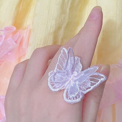 White Sweet Ring Butterfly Lolita