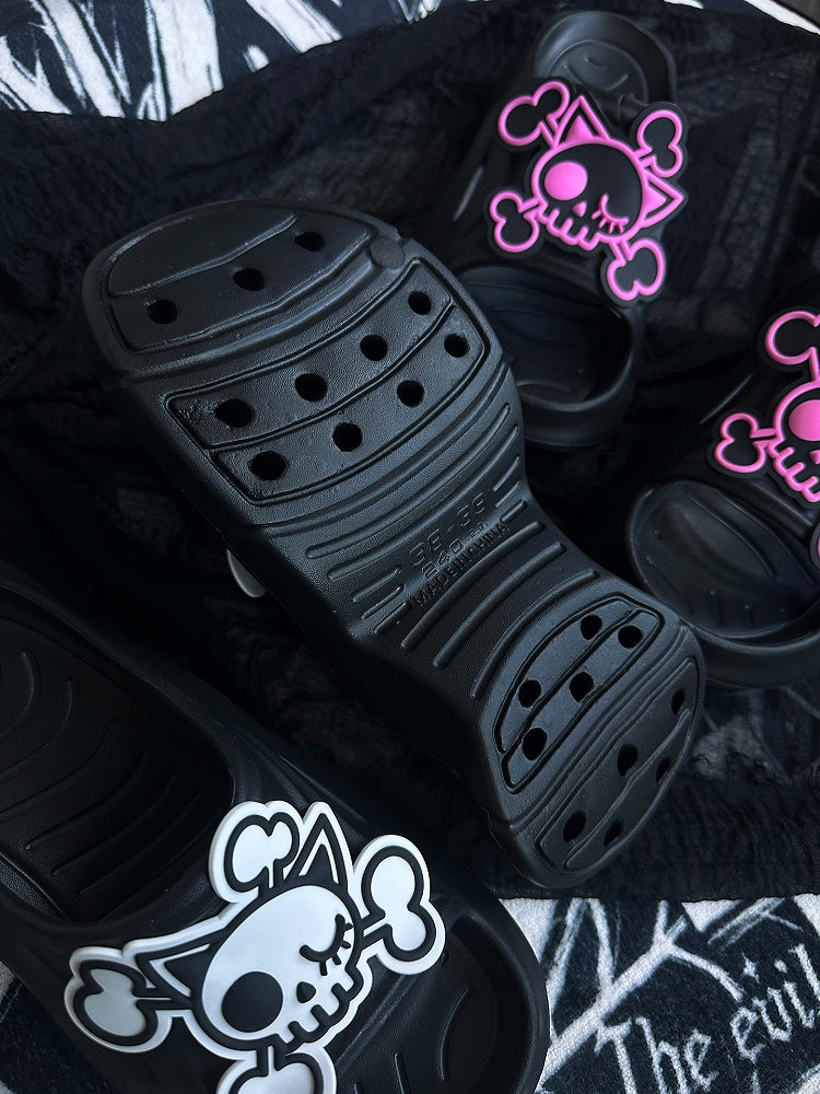 and Pink Thick Slippers Skeleton Black Summer Gothic Applique