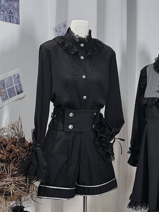 Lolita Ouji High Waist Schwarze Shorts mit geradem Bein