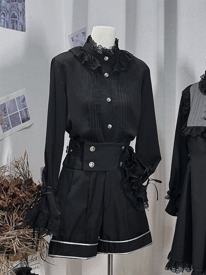 Lolita Ouji High Waist Schwarze Shorts mit geradem Bein