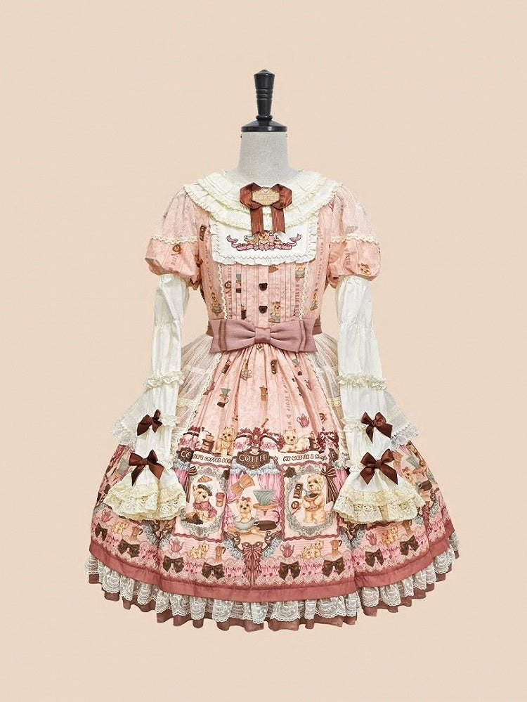 Cream Detachable Sleeves with Brown Bows - Stars Fall on the Foggy Island