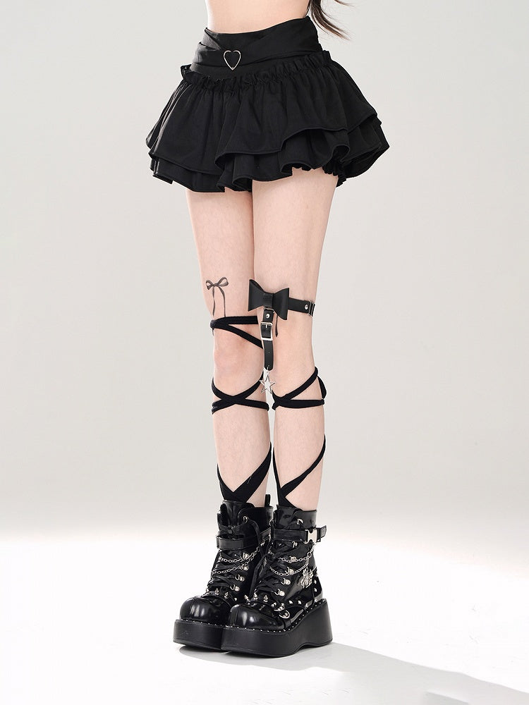 ティアードミニスカート ブラック Aライン グラマラス