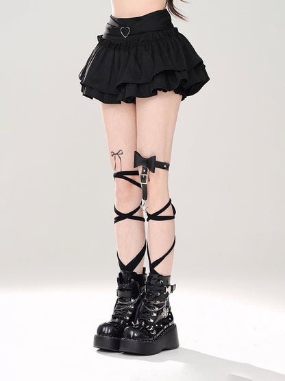 ティアードミニスカート ブラック Aライン グラマラス