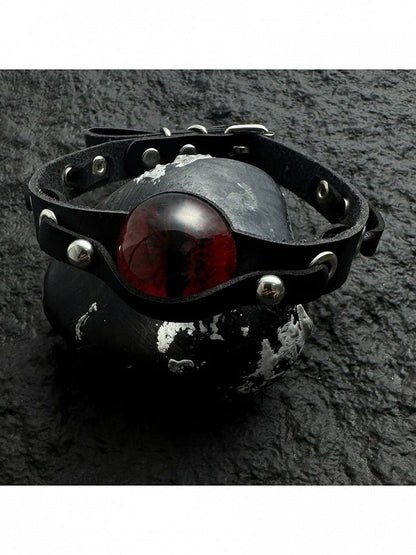 Gothic Black Choker with Red Devil Eye Charm - YSHXS