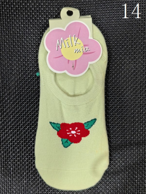 Cake/Apple/Bear/Puppy/Bowknot/Polka-dot/Striped Pattern/Floral Options Socks Ankle Colorful Print 17 With