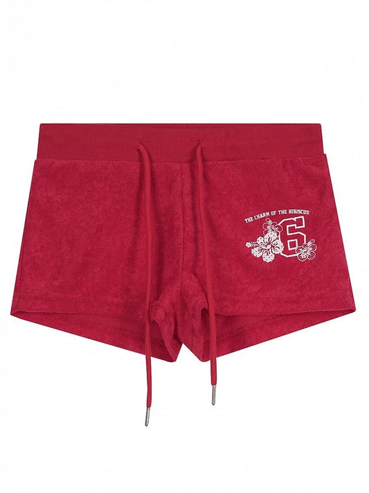 Casual Kawaii Red Letter Print Drawstring Shorts - Languid Park