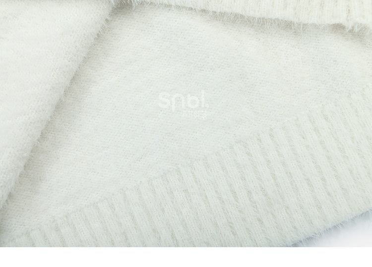 Pompons Decorated Pullover White Sweater