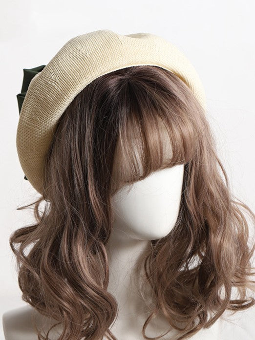 With Bowknot Lolita Color Detachable Options Sweet Beret 18 Large