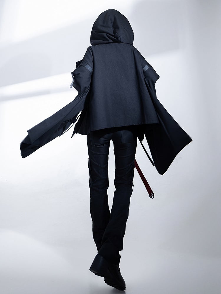 カーゴフューチャリスティックバックルストラップロリータテックウェア王子パンツブラック