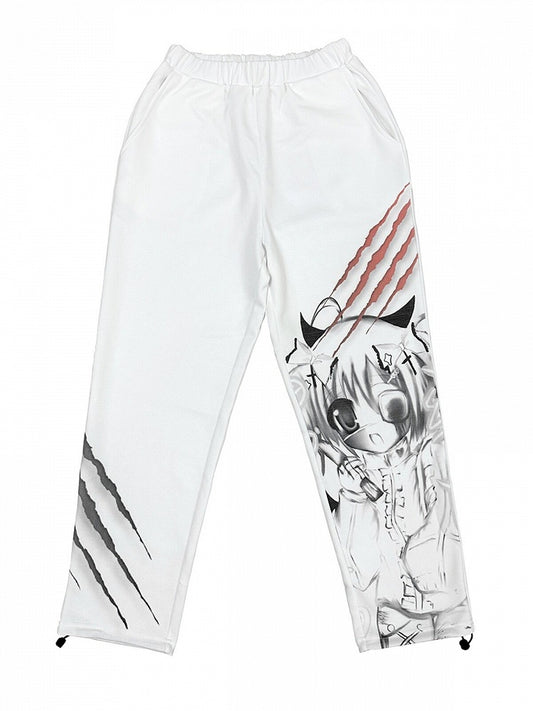 Pale Straight-Leg Trousers with Graphic Print - Alita26SS