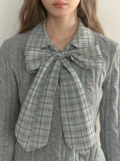 Sweater Two-piece Faux Elegant Vintage Gray Plaid