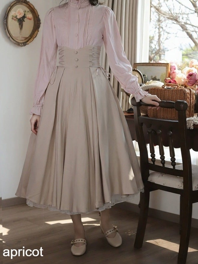 Classic High Waist Skirt with Strap Detail - Tiny Garden