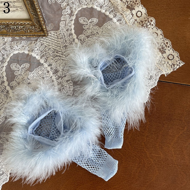 Overknee Blue Leg With Stockings Cuffs Lace Loop Feather