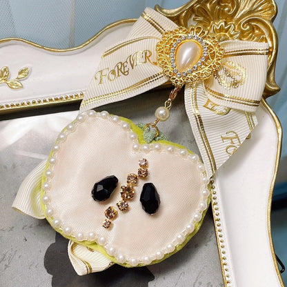 And Decorated Bowknot Apple Brooch Beaded Red/Green Rhinestone Charm