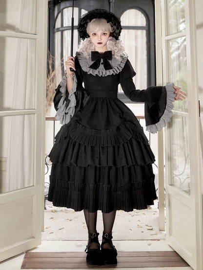 ブラック ゴムウエスト アンダースカート ボックスプリーツ ヘムラインスカート