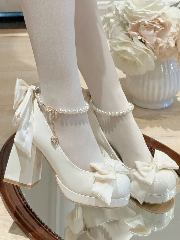 Sweet Toe Mary Bowknot White Janes Platform Details Lolita Round Shoes