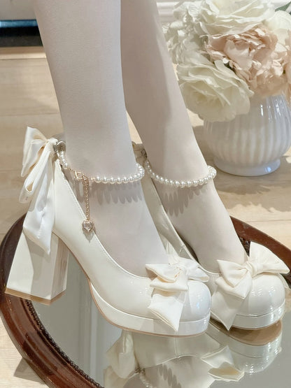 Sweet Toe Mary Bowknot White Janes Platform Details Lolita Round Shoes